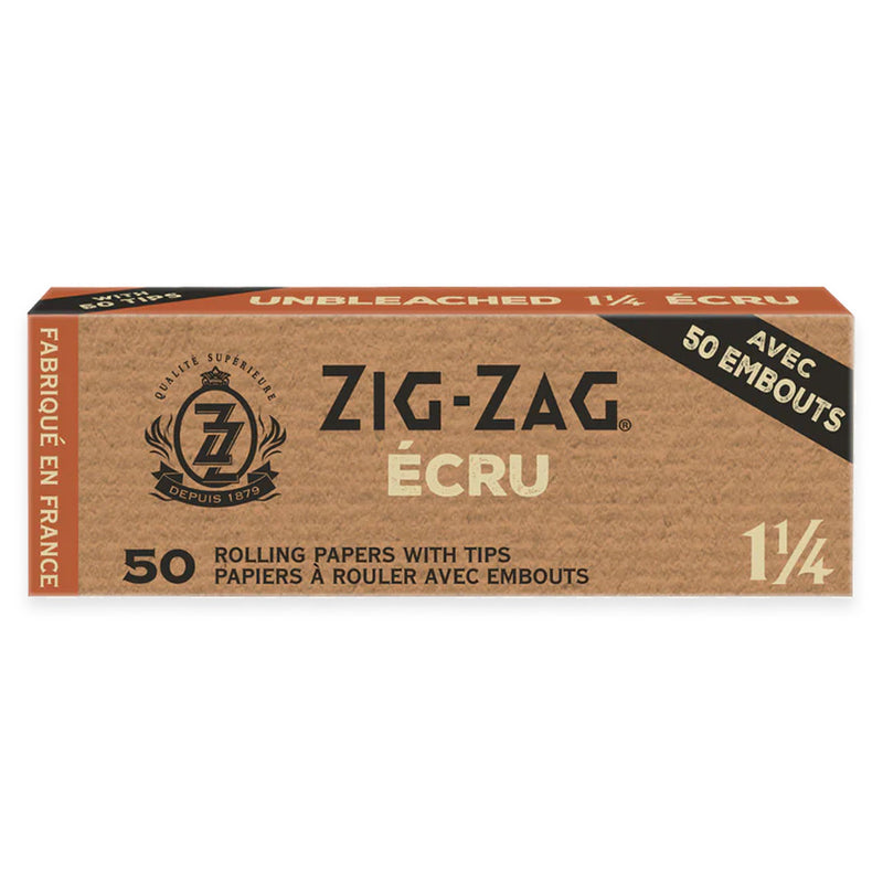 Zig-Zag - Unbleached 1.25" Rolling Papers with Tips - Display Box of 24
