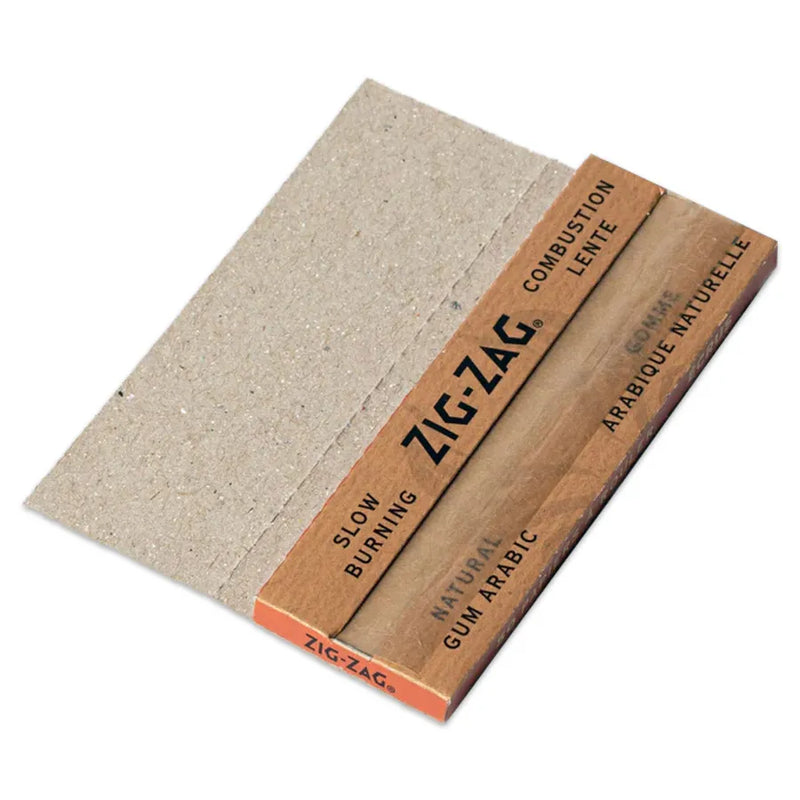 Zig-Zag 1.25" open unbleached rolling paper pack, synonymous with natural smoking experiences