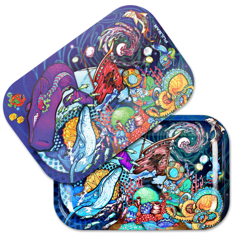 Pulsar - Rolling Tray with 3D Lid - Psychedelic Ocean - 11" x 7"