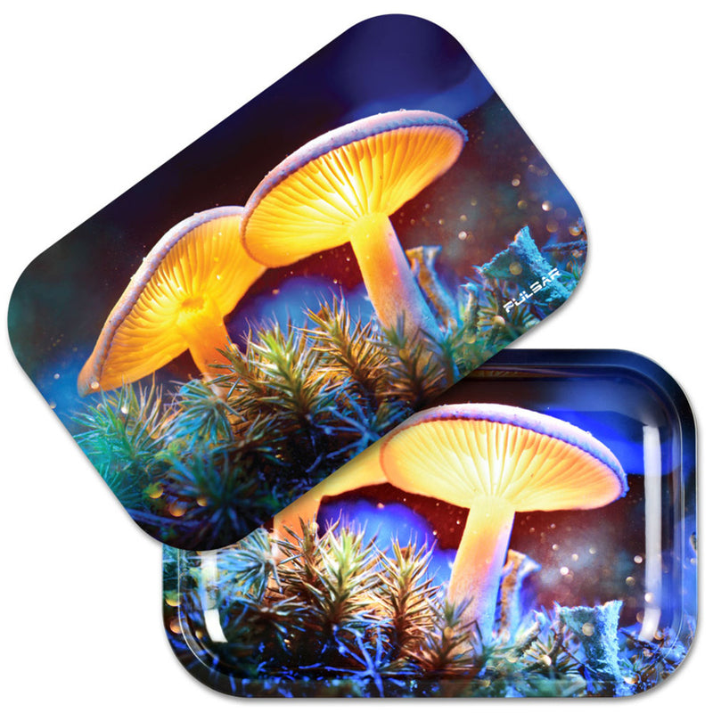 Pulsar - Rolling Tray with 3D Lid - Mystical Mushrooms - 11" x 7"