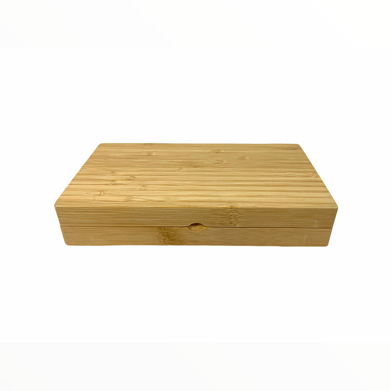 Folding Magnetic 2-Piece Bamboo Rolling Tray - 8.6" x 8.6"