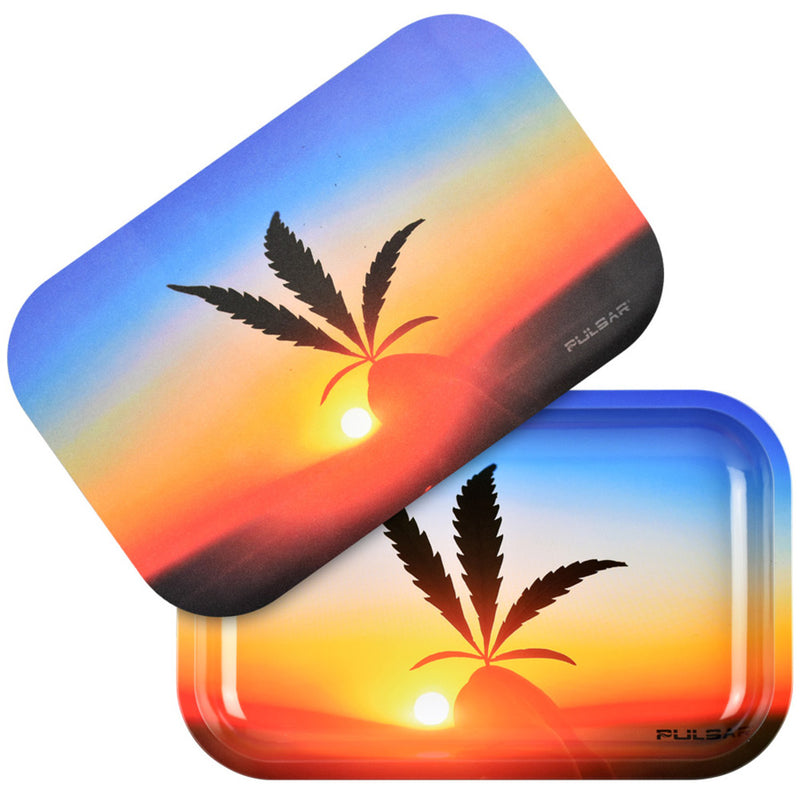 Rolling Tray w/ Lid - Leafy Sunset - 11" x 7" - Pulsar