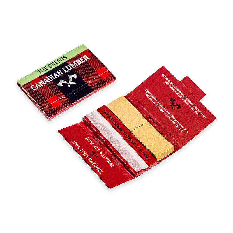 Canadian Lumber - 1.25" Rolling Papers with Tips - The Greens - Display Box of 22