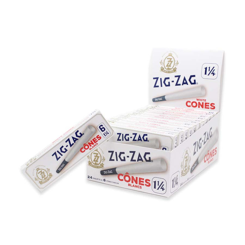 Zig-Zag - White Pre-Rolled Cones 1.25" - Display Box of 24