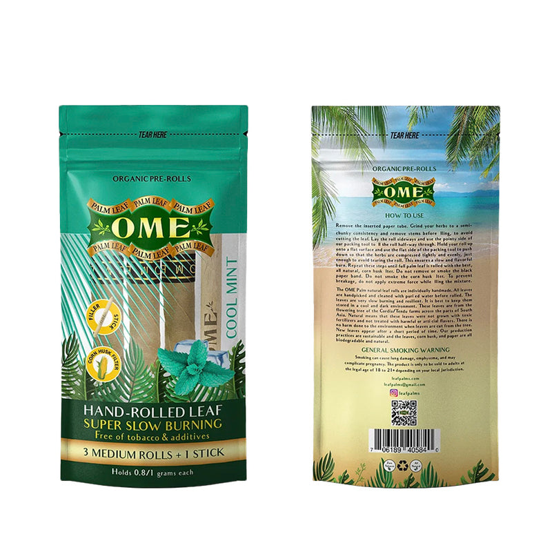 OME Cool Mint Palm Leaf Wraps - Medium - Display Box of 15